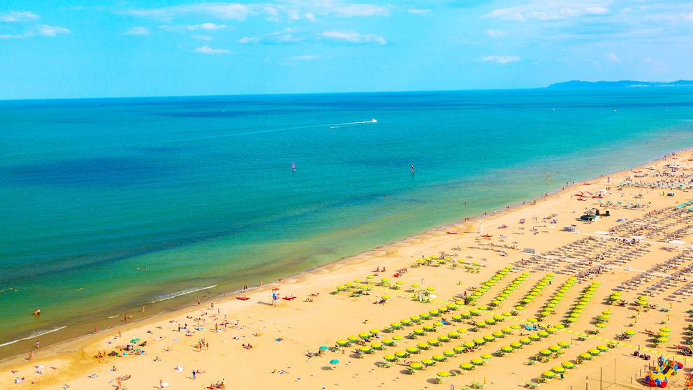 Aerial view of Rimini beach