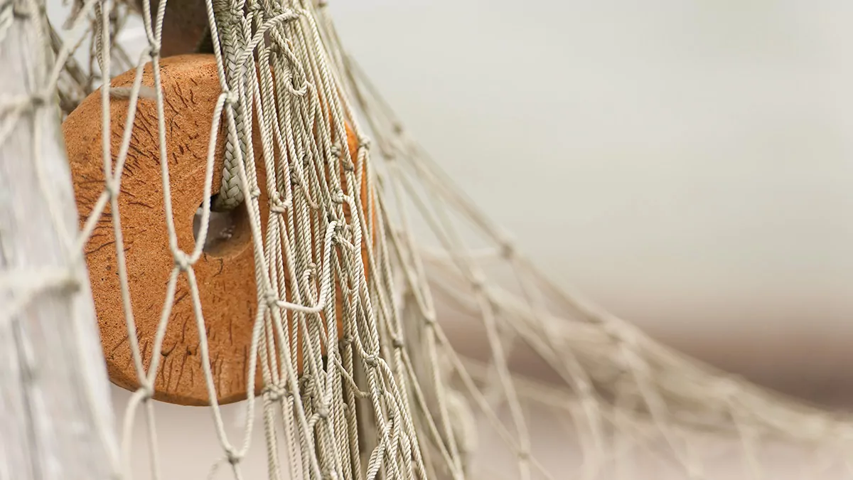 Net falls over a wooden object