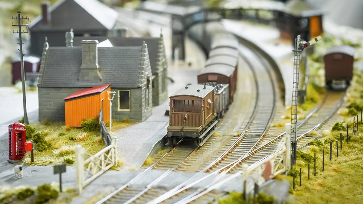 Close-up of a model railway