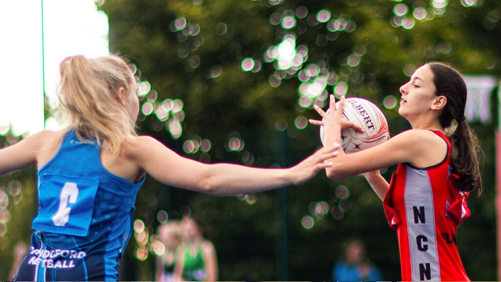 Ladies playing Netball at the Sports Tours Blackpool Netball Tournament