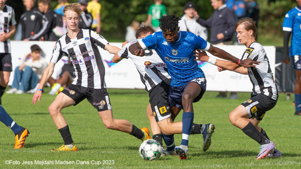 Young footballers competing at the Dana Cup football tournament