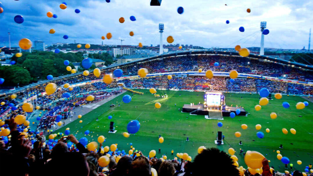 Gothia Cup opening ceremony balloons from the crowd