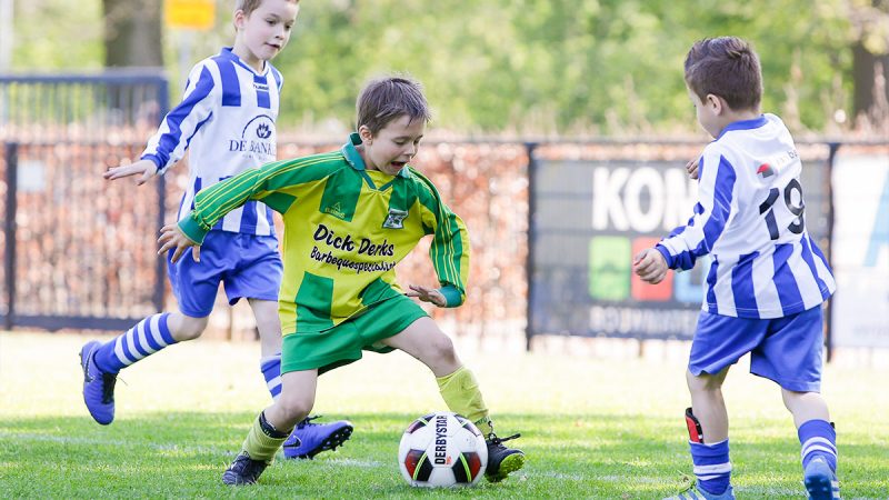 Young footballers competing in a tournament